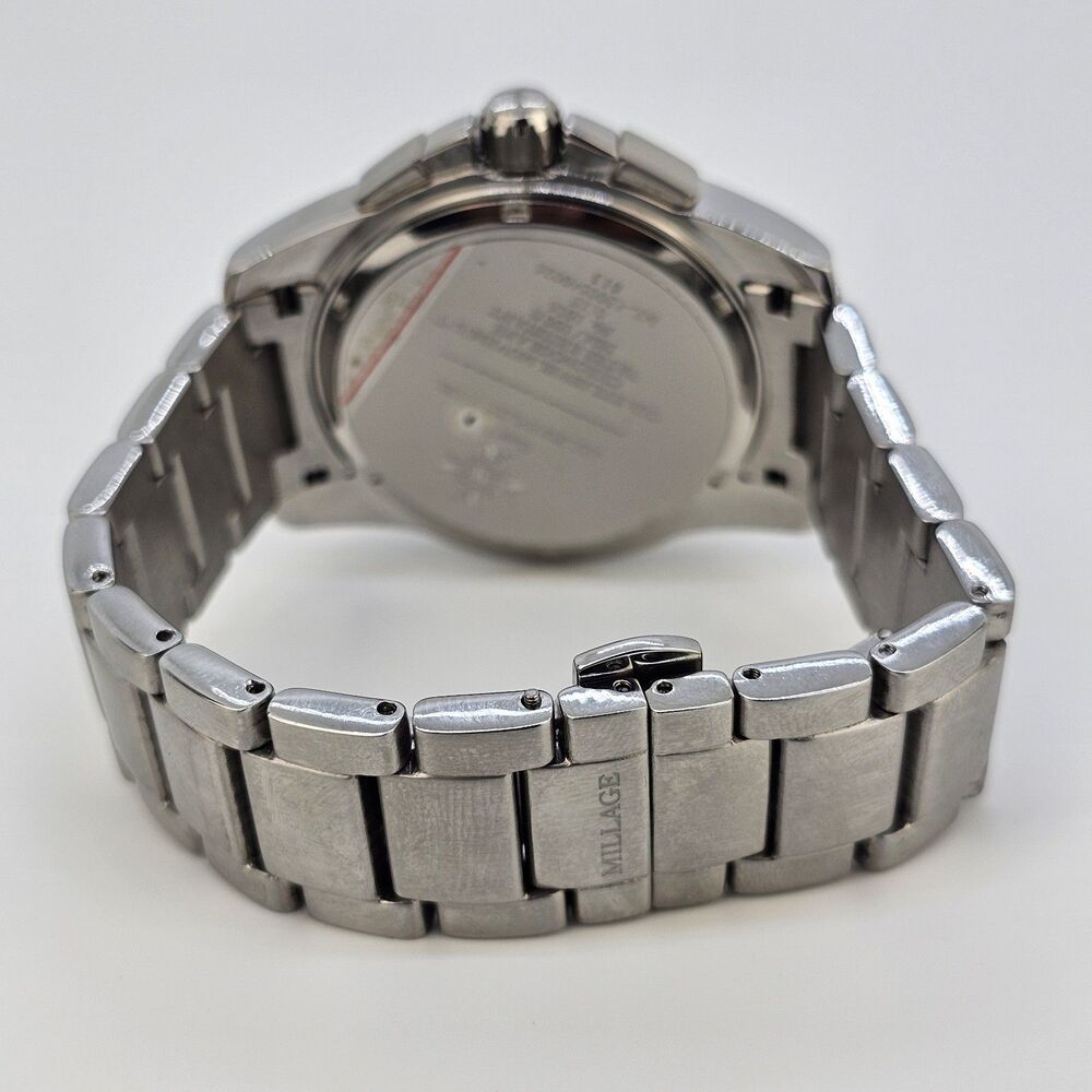 Millage Men's Watch 44MM Blue Dial Gray Bracelet Band 6.5"‎ Wrist New Battery - Picture 8 of 13